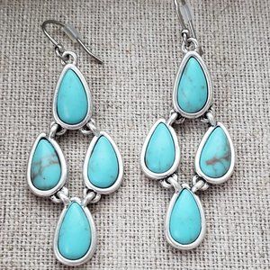 Genuine Turquoise and Sterling Silver Earrings